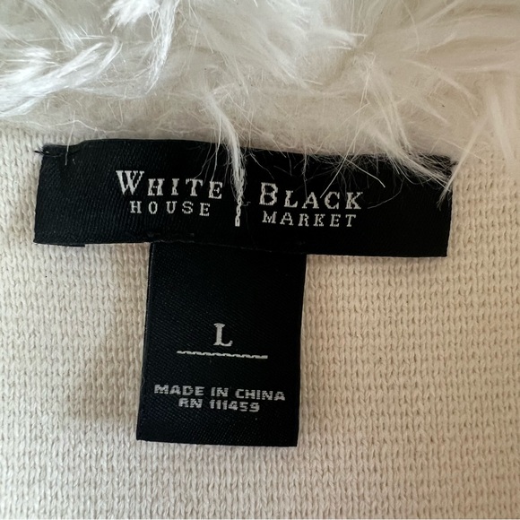 White House Black Market Cream Vest with Fur Trim - Picture 6 of 6